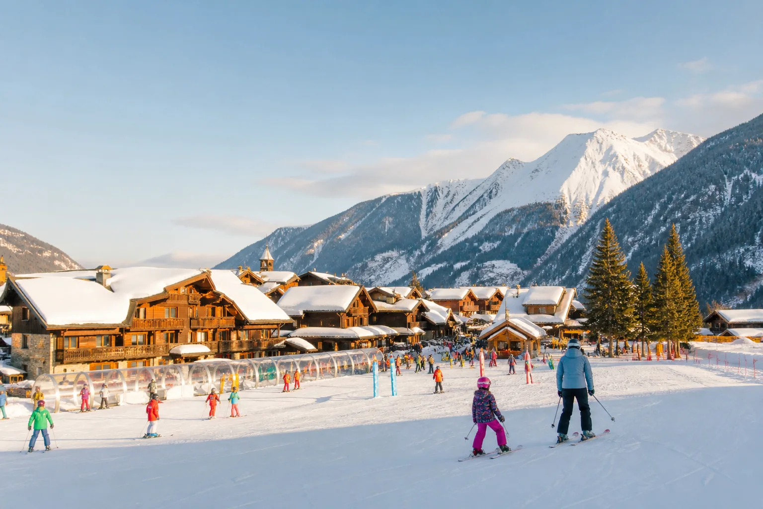 Vlastná fotografia rodinného francúzskeho strediska pre stredisko La Clusaz