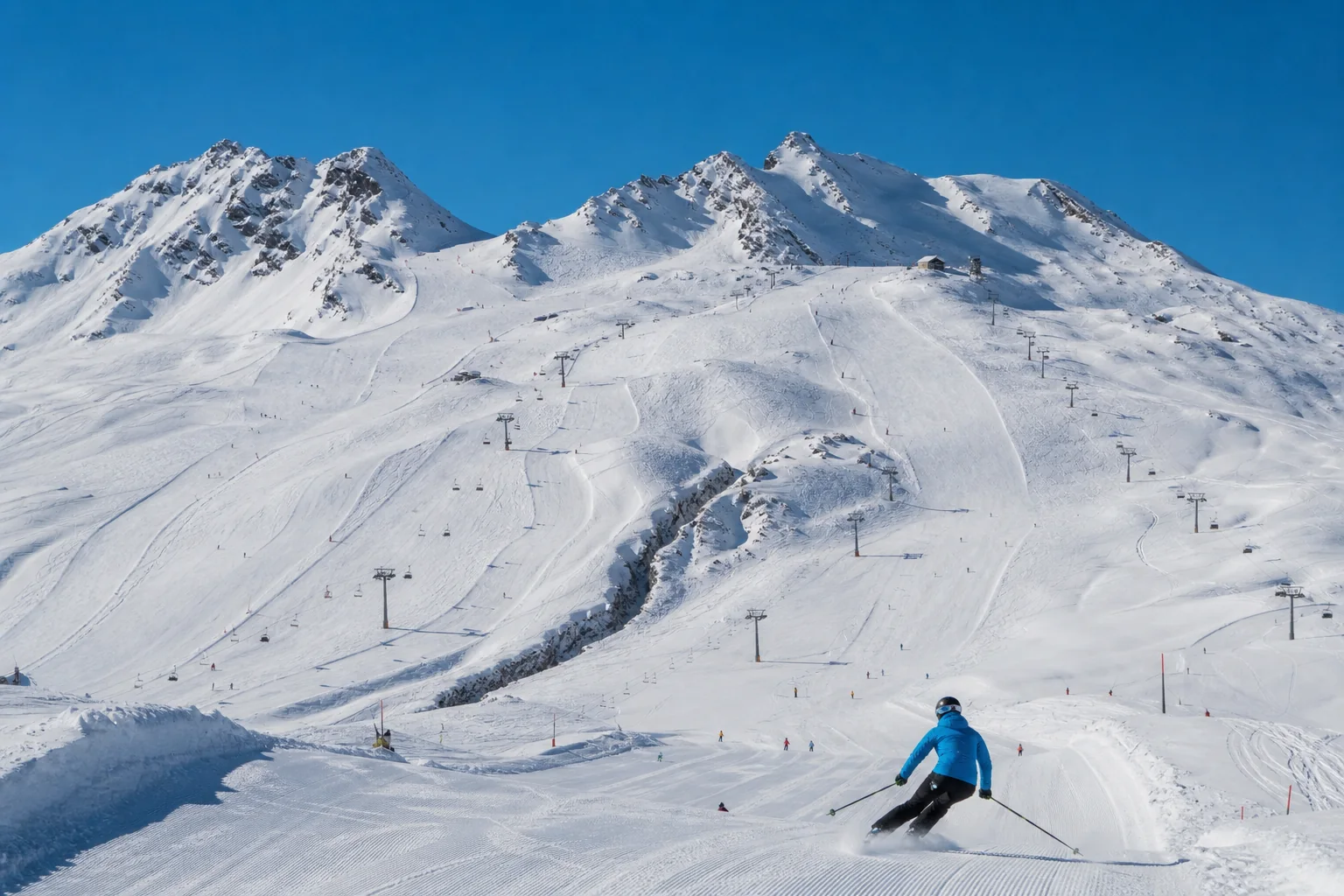 Vlastná fotografia veľkej švajčiarskej lyžiarskej oblasti pre stredisko Arosa Lenzerheide